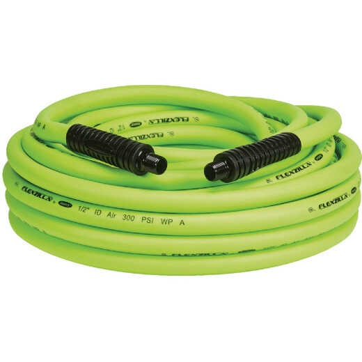 Flexzilla 1/2 In. x 50 Ft. Polymer-Blend Air Hose with 3/8 In. MNPT Fittings