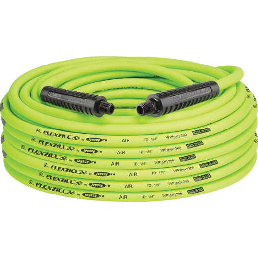 Flexzilla 1/4 In. x 100 Ft. Polymer-Blend Air Hose with 1/4 In. MNPT Fittings